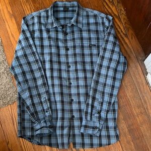 EUC Men's Oakley Blue Plaid Button Down Shirt Size M